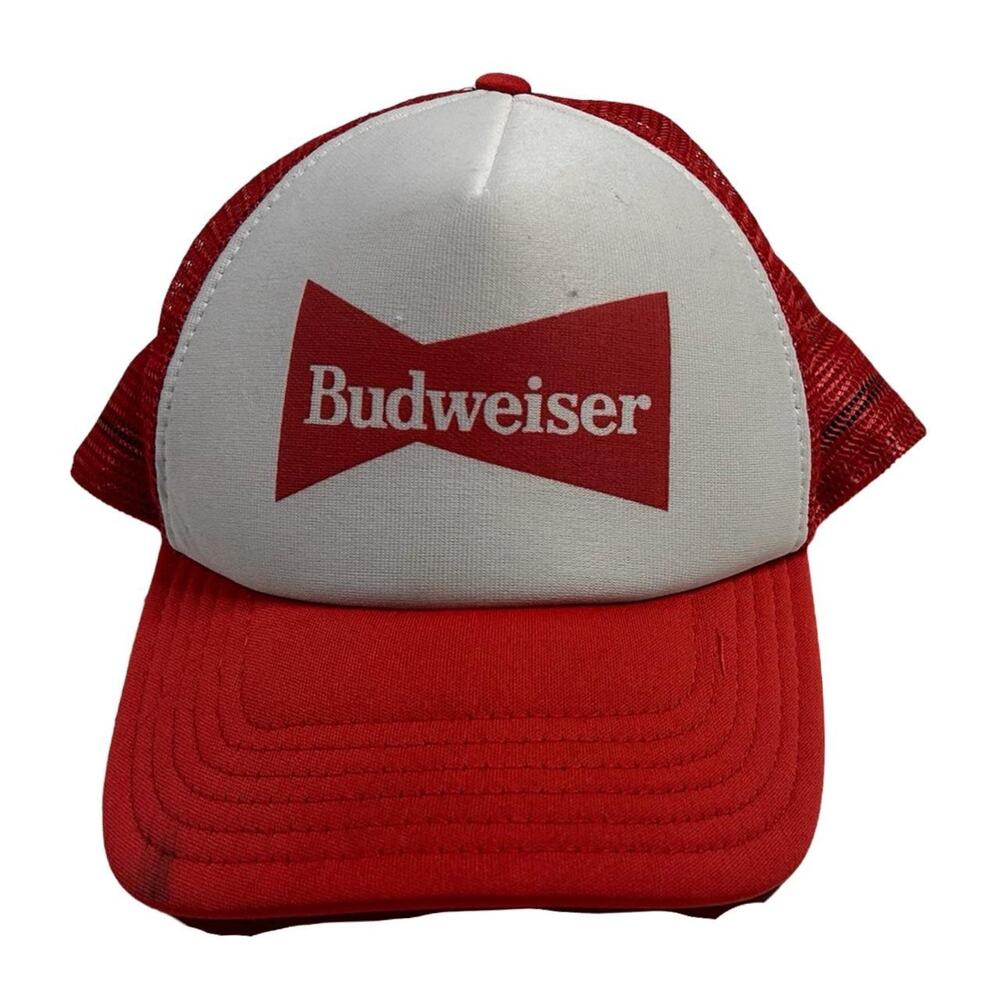 Vintage budweiser trucker hat red white